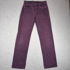Vintage 80s 90s Levi's 501 Jeans USA Made Purple Dyed Men's 30x33 Distressed